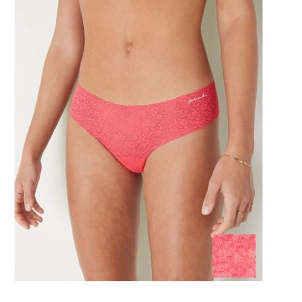 NWOT PINK NO-SHOW SOFT LACE THONG UNDERWEAR PINK XL